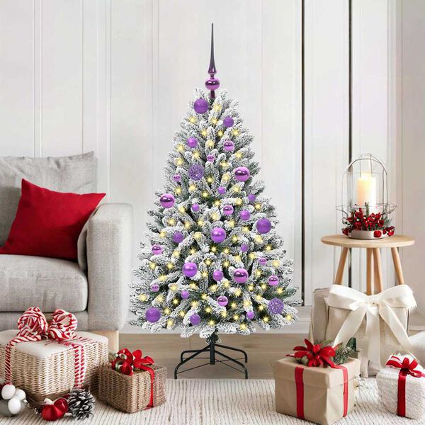 vidaXL Artificial Christmas Tree Green and White 120 cm PVC and Metal