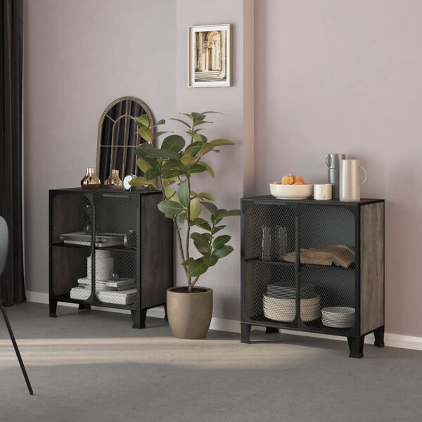 vidaXL Storage Cabinets 2 pcs Grey 72x36x82 cm Metal and MDF