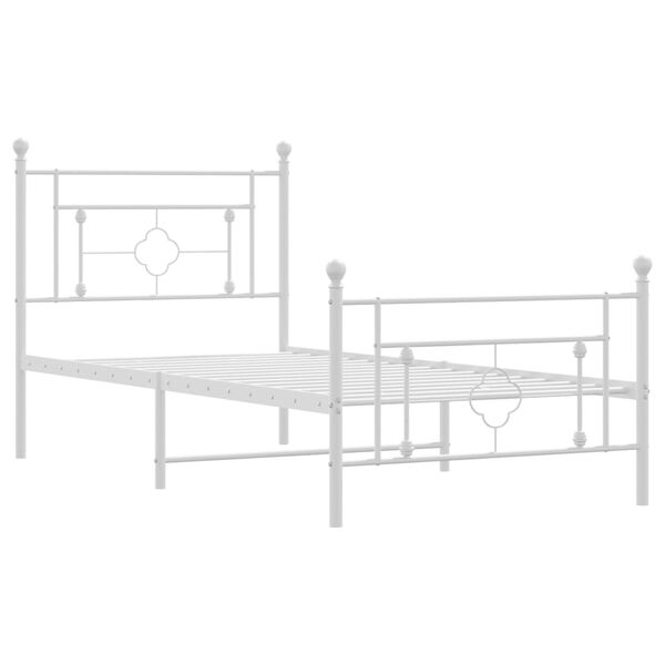 vidaXL Metal Bed Frame without Mattress with Footboard White 90x200cm