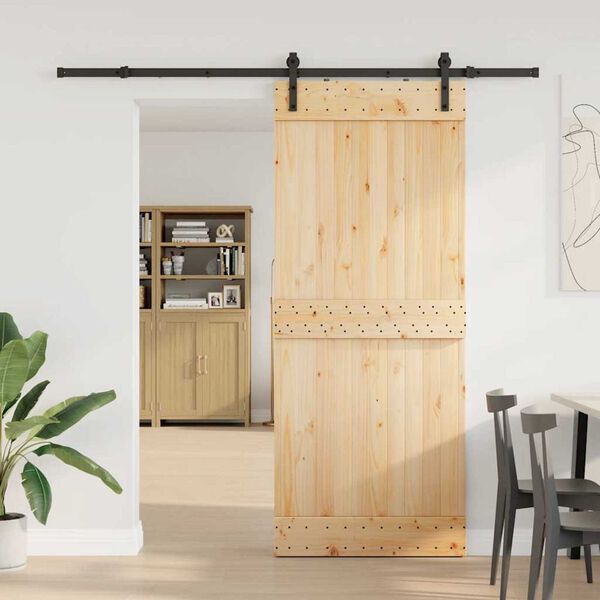 vidaXL Sliding Door with Hardware Set 85x210 cm Solid Wood Pine