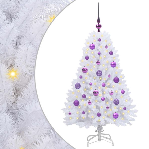 vidaXL Artificial Hinged Christmas Tree White 120 cm PVC and Steel