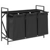 vidaXL Laundry Basket 3 Compartments with Shelf Black Oak