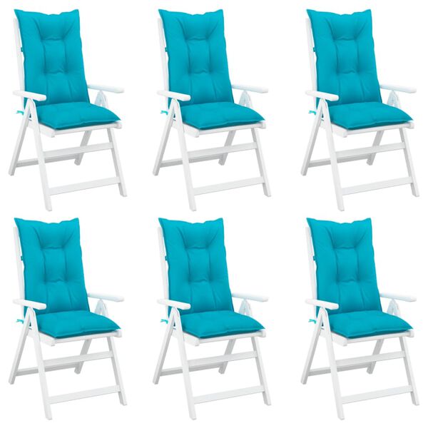 vidaXL Garden Highback Chair Cushions 6 pcs Turquoise 120x50x7 cm Fabric