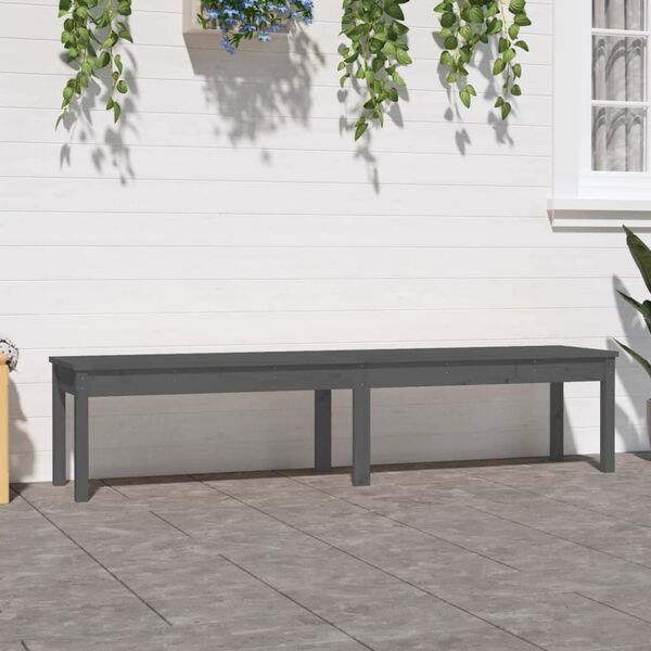 vidaXL 2-Seater Garden Bench Grey 203.5x44x45 cm Solid Wood Pine