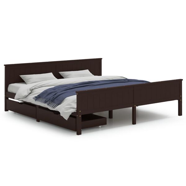 vidaXL Bed Frame without Mattress Dark Brown 180x200 cm Super King Solid Wood