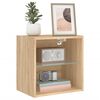 vidaXL Bedside Cabinet with LED Lights Wall-mounted Sonoma Oak