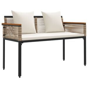 vidaXL Outdoor Bench 2 -Seater 117 x 54 x 74.5 cm Poly Rattan