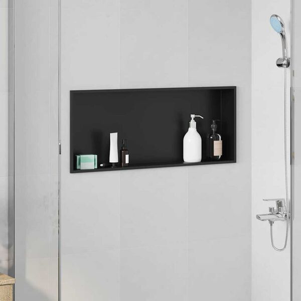 vidaXL Shower Niche Black 75 x 30 x 9.5 cm Stainless Steel