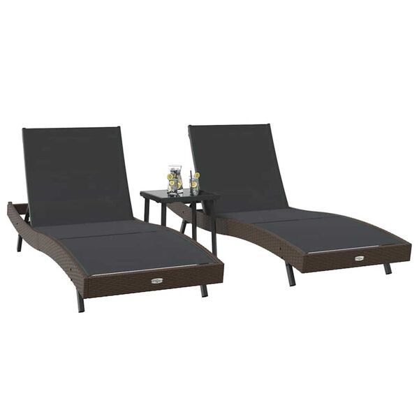 vidaXL Sun Loungers 3 pcs Brown 40 x 40 x 40.5 cm Poly Rattan