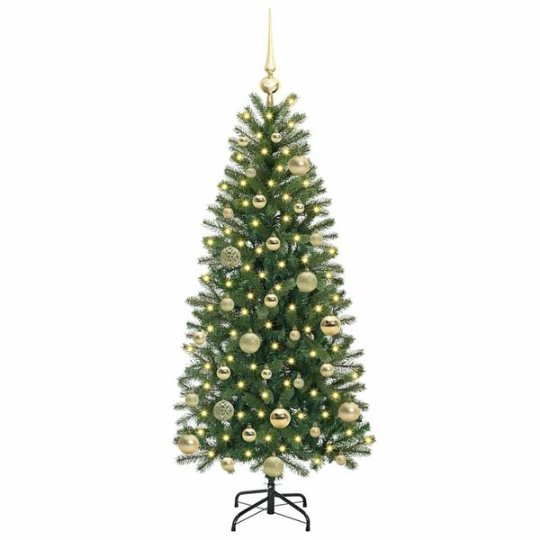 vidaXL Artificial Christmas Tree with 150 LEDs Green 120 cm PE and PVC