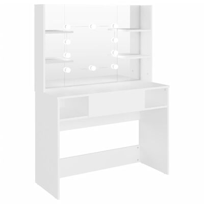 vidaXL Makeup Table with LED Lights 100x40x135 cm MDF White
