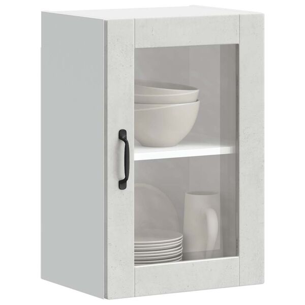 vidaXL Kitchen Wall Cabinet with Glass Door Porto Concrete Grey