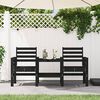 vidaXL Garden Bench with Table 2-Seater Black Solid Wood Pine