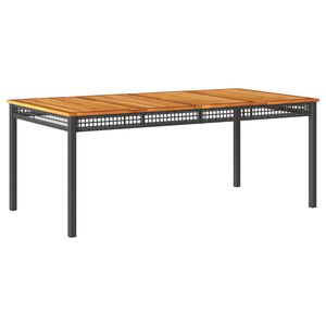 vidaXL Garden Table Black 180x90x75 cm Poly Rattan Acacia Wood