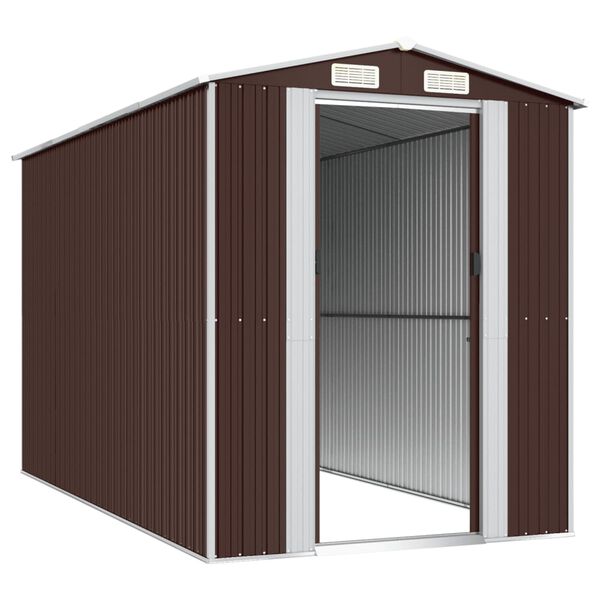 vidaXL Garden Shed Dark Brown 192x357x223 cm Galvanised Steel