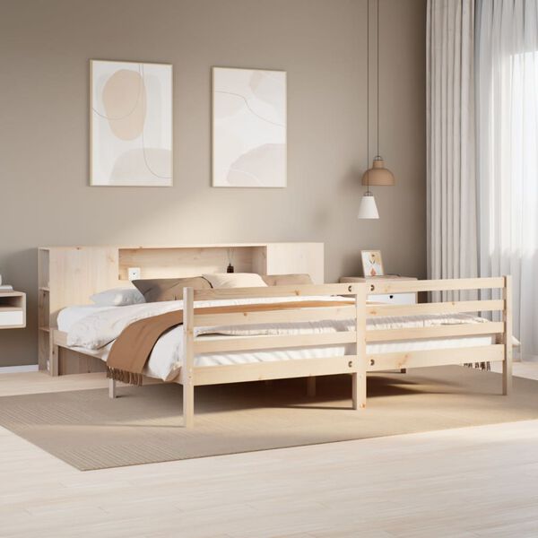 vidaXL Bookcase Bed without Mattress 180x200 cm Super King Solid Wood Pine