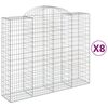 vidaXL Arched Gabion Baskets 8 pcs 200x50x160/180 cm Galvanised Iron