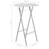 vidaXL Folding Bar Table White &Oslash;80 cm Glass with Marble Texture