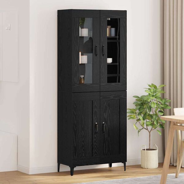 vidaXL Highboard Black Oak 69.5 x 34 x 180 cm Engineered Wood