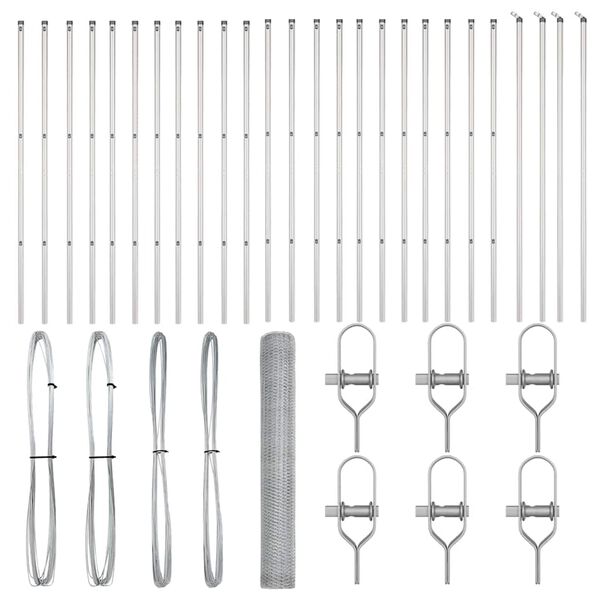 vidaXL Fence Post Silver 100 x 1 m (13 mm mesh) Steel