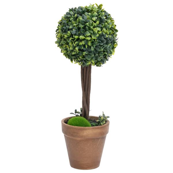 vidaXL Artificial Boxwood Plants 2 pcs with Pots Ball Shaped Green 41 cm