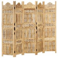vidaXL Hand carved 5-Panel Room Divider 200x165 cm Solid Mango Wood
