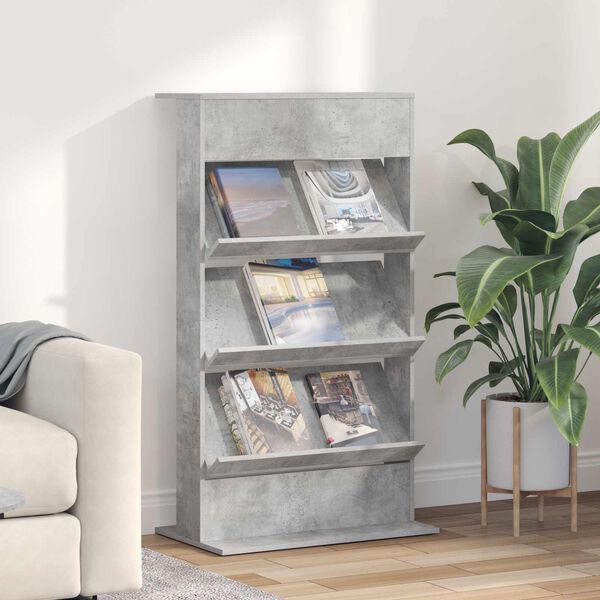 vidaXL Magazine Rack Concrete Grey 70 x 41 x 126 cm Engineered Wood
