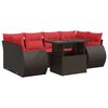 vidaXL 7 Piece Garden Sofa Set with Cushions Brown Poly Rattan Acacia