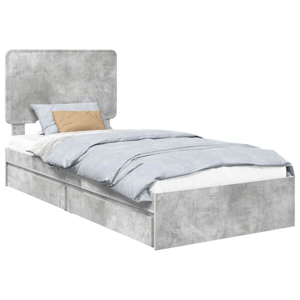 vidaXL Storage Bed Concrete Grey 90 x 190 cm Engineered Wood