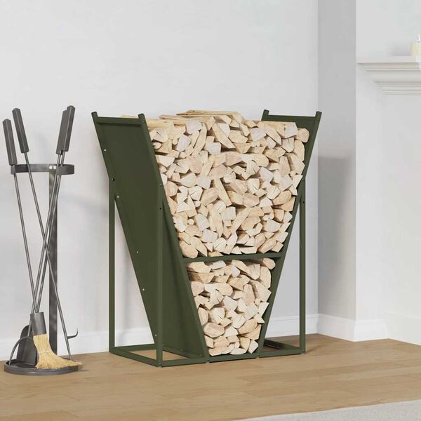 vidaXL Firewood Rack Olive Green 69.5x35x81 cm Cold-rolled steel
