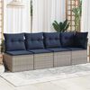vidaXL Garden Sofa with Cushion Grey 227 x 62 x 69cm Poly Rattan