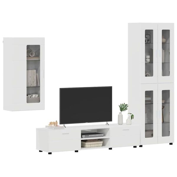 vidaXL TV Cabinet Set FLORIN High Gloss White Engineered Wood