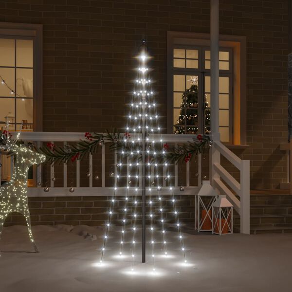 vidaXL Christmas Tree on Flagpole Cold white 108 LEDs 180 cm