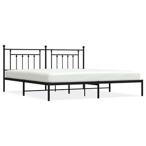 vidaXL Metal Bed Frame without Mattress with Headboard Black 193x203cm