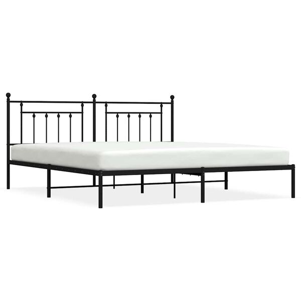 vidaXL Metal Bed Frame without Mattress with Headboard Black 193x203cm