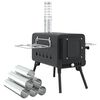 vidaXL Tent Wood Stove with Chimney and Foldable Legs Black Steel