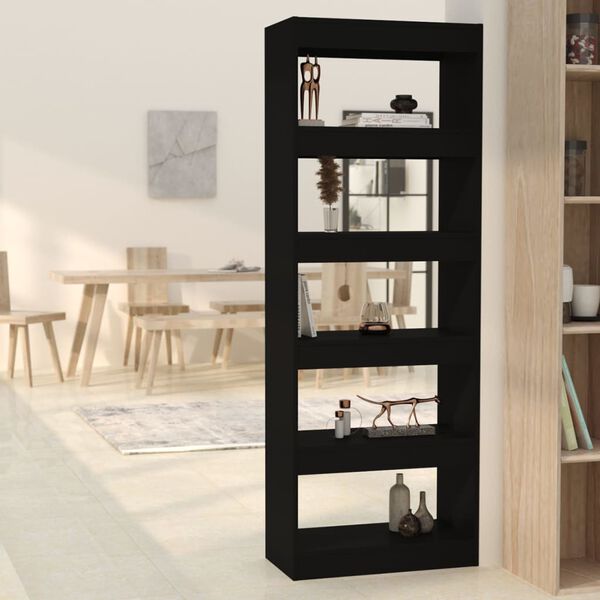 vidaXL Book Cabinet/Room Divider Black 60x30x166 cm Engineered Wood
