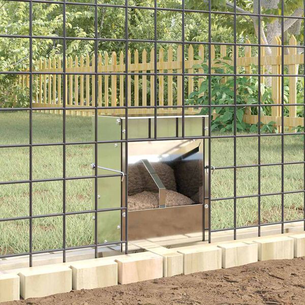 vidaXL Rabbit Feeder Silver 20 x 12.5 x 25 cm Galvanised Steel