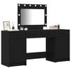 vidaXL Dressing Table with Mirror Lights 3 pcs Black Engineered Wood