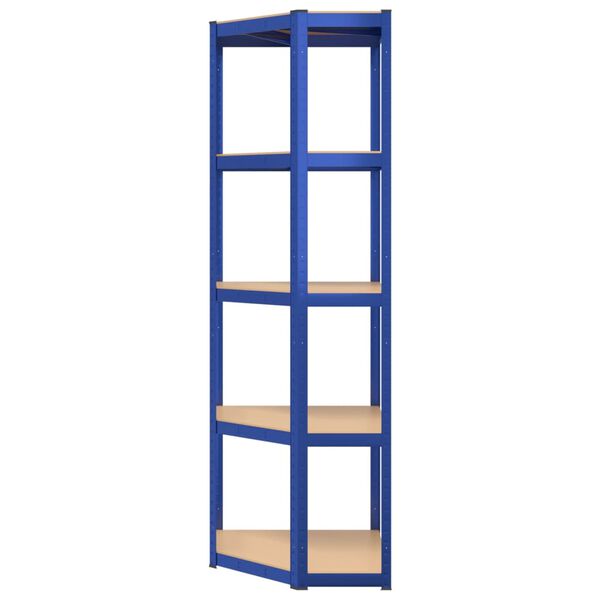 vidaXL 5-Layer Corner Shelf Blue Steel&Engineered Wood
