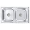 vidaXL Kitchen Sink Double Basin with Strainer & Trap Stainless Steel