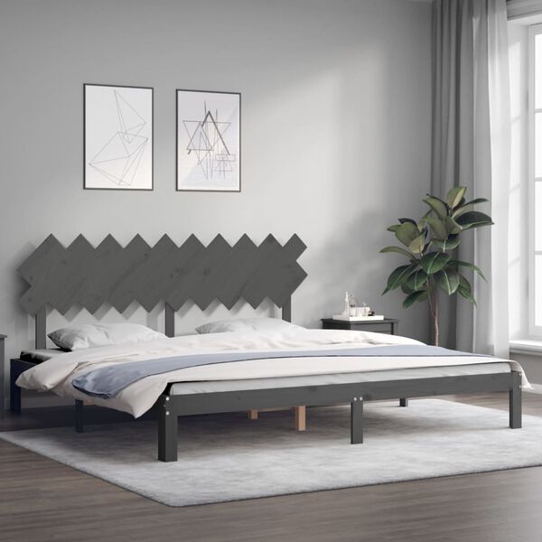 vidaXL Bed Frame without Mattress Grey 200x200 cm Solid Wood Pine