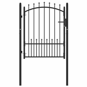 vidaXL Fence Gate with Spikes Black 100 x 125 cm Powder-coated steel
