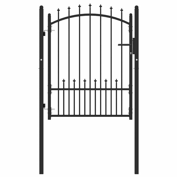 vidaXL Fence Gate with Spikes Black 100 x 125 cm Powder-coated steel