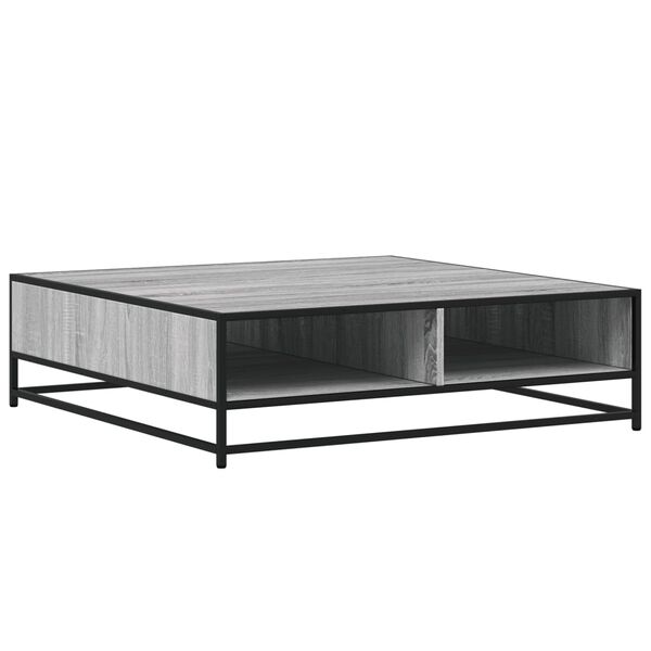 vidaXL Coffee Table Grey Sonoma 100x100x30 cm Engineered Wood and Metal