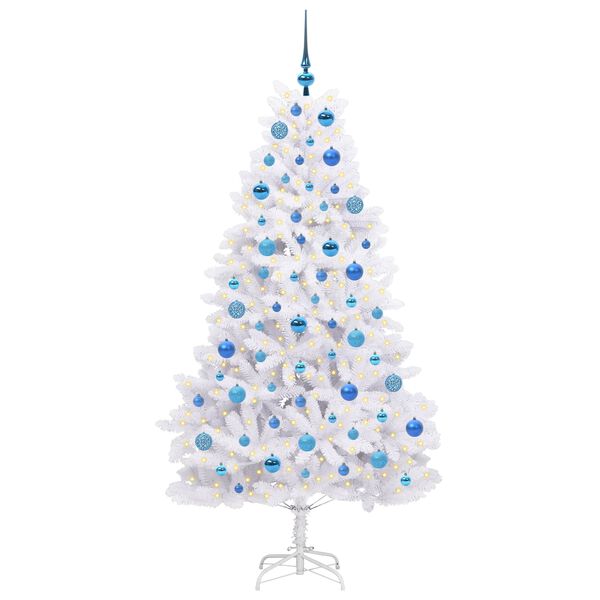 vidaXL Artificial Hinged Christmas Tree White 180 cm PVC and Steel