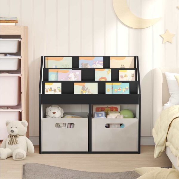 vidaXL Kids Bookshelf Black 72.5 x 29.5 x 69 cm Engineered Wood