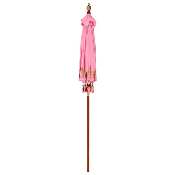 vidaXL Balinese Parasol Pink (180-190) x 260 cm Cotton and Wood