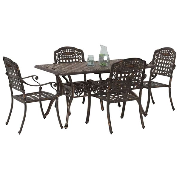 vidaXL Garden Dining Set 5 pcs Bronze Aluminium