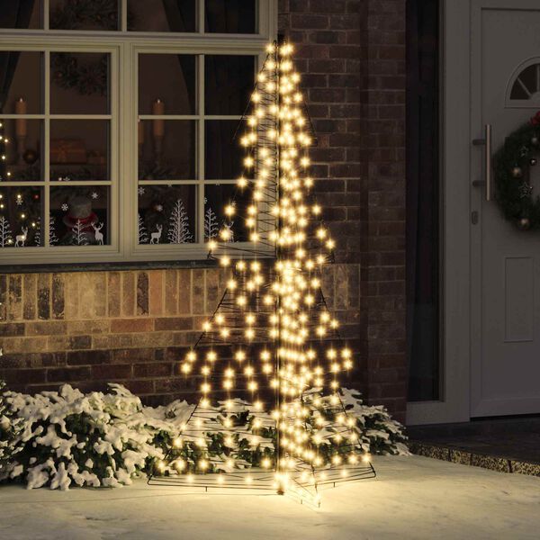 vidaXL Christmas Tree with 240 LEDs Warm White 180 cm Rattan